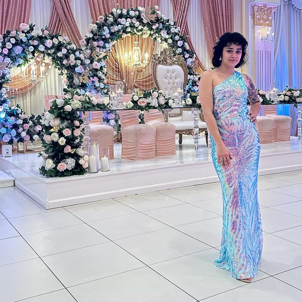 Iridescent Sequined Formal Dress
